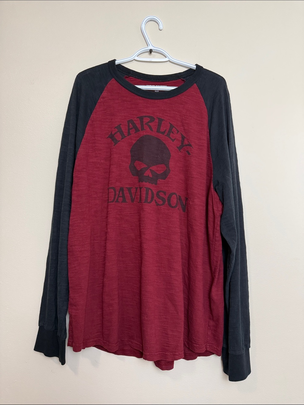 Harley-Davidson Raglan Skull Long Sleeve Tee size XL